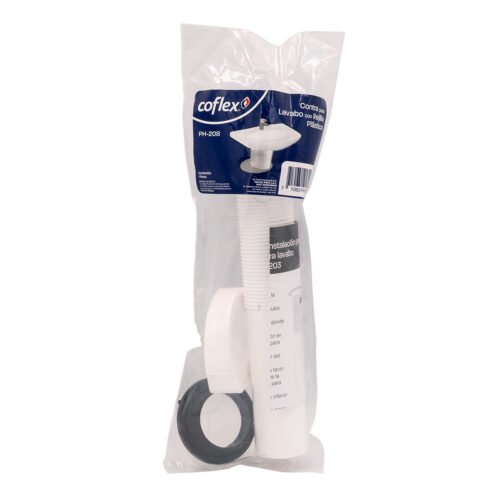 Contra plástica con rejilla blanca para lavabo con rebosadero - PH-208