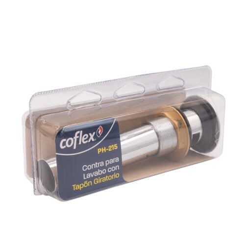 Contra cromada con tapón giratorio para lavabo con rebosadero - PH-215