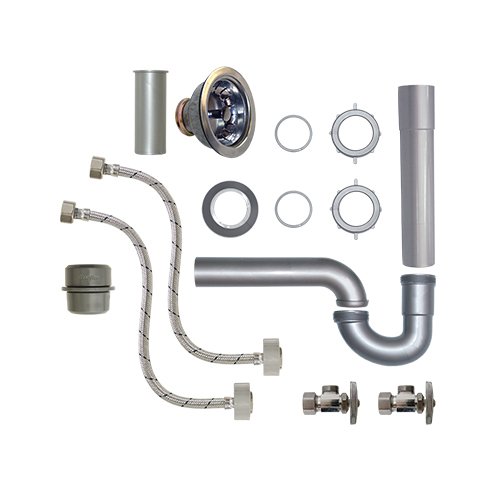 PS-F006 Kit instalación de Fregadero 1 tarja con contracanasta p/tubo de cobre - PS-F006