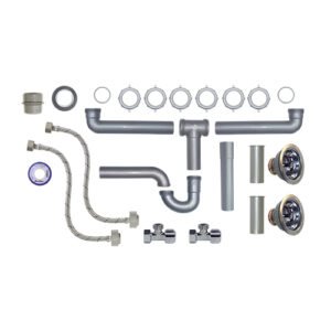 Kit para instalación de Fregadero 2 tarjas con contracanasta - PS-F007