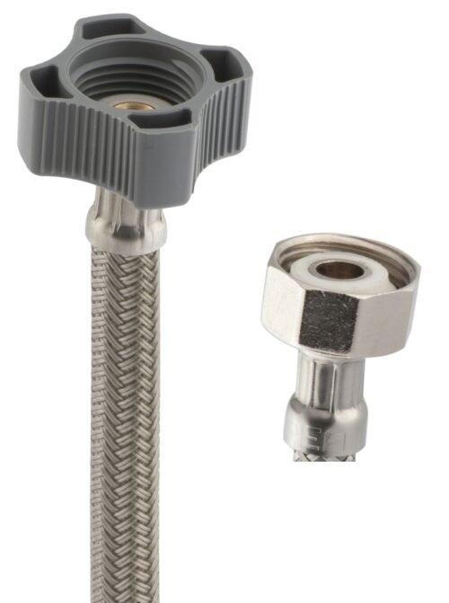 Manguera para WC de nylon gris y tuercas de latón - plástico - WVLP-35