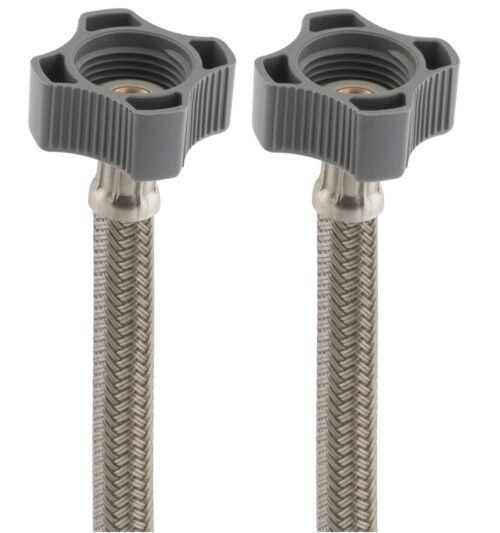 Manguera para WC de nylon gris y tuercas de plástico - WVPP-35