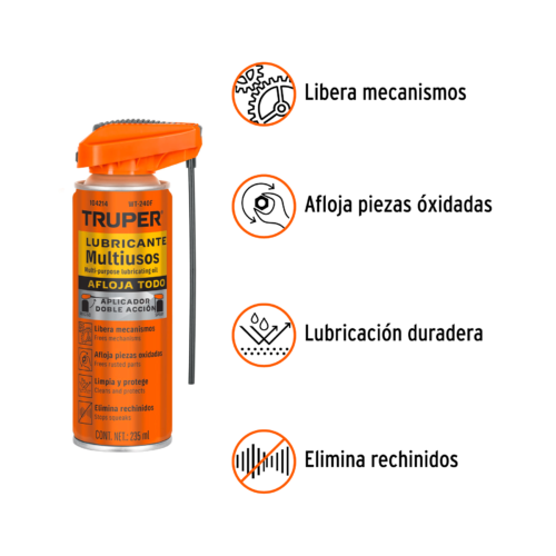 104214 - Lubricante multiusos aerosol aplicador doble acción, 235 ml