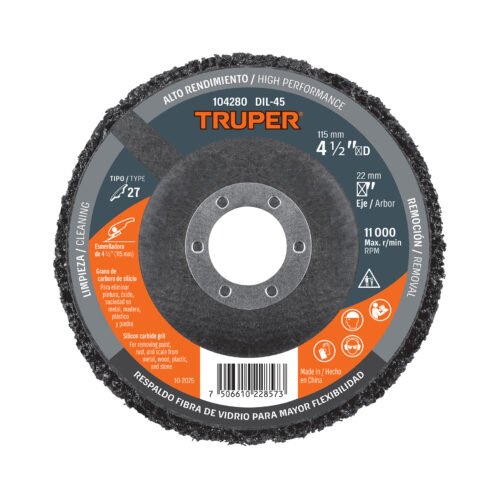 104280 - Disco removedor / limpieza 4-1/2" centro 7/8", TRUPER