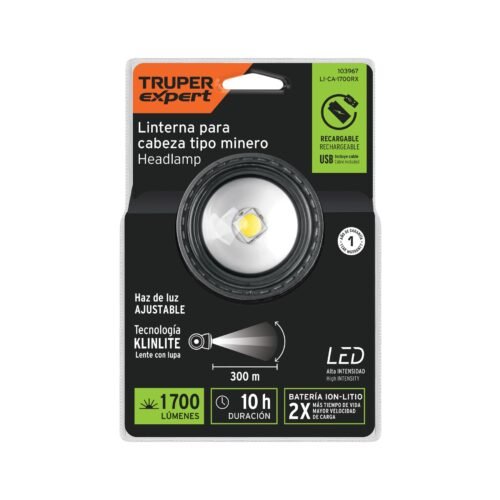 103967 - Linterna de minero LED 1700 lm, recargable, TRUPER EXPERT