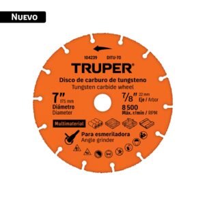 104239 - Disco 7' multimaterial de carburo de tungsteno, TRUPER