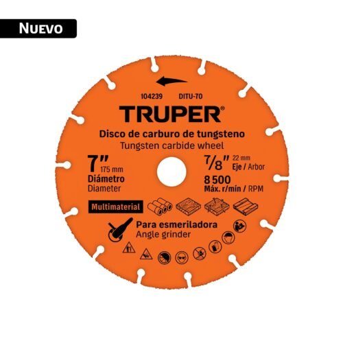 104239 - Disco 7' multimaterial de carburo de tungsteno, TRUPER