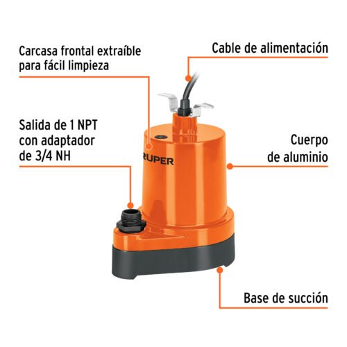 104199 - Bomba sumergible para fuente, 1/6 HP, TRUPER