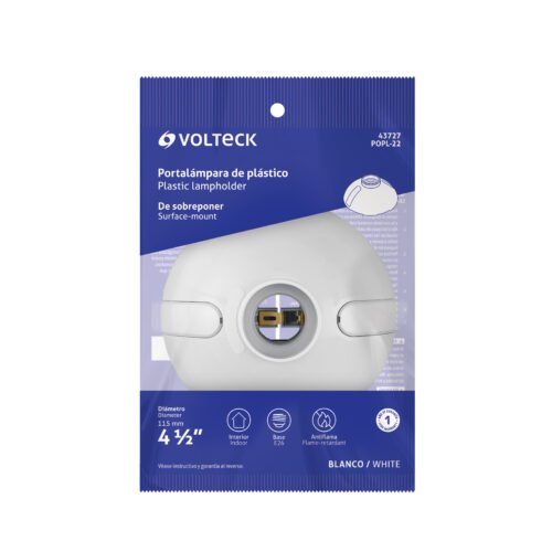 43727 - Portalámpara 4-1/2' de plástico, para sobreponer, VOLTECK