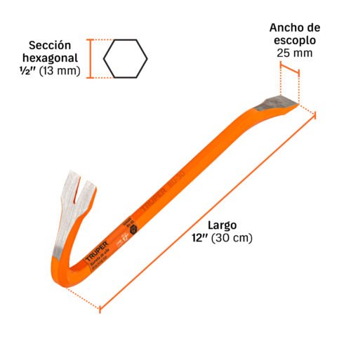 104449 - Barreta de uña de 1/2' x 30 cm, TRUPER