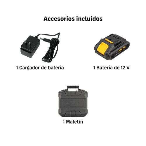 29856 - Kit taladro/destornillador 3/8', 12V, 33 accesorios, PRETUL