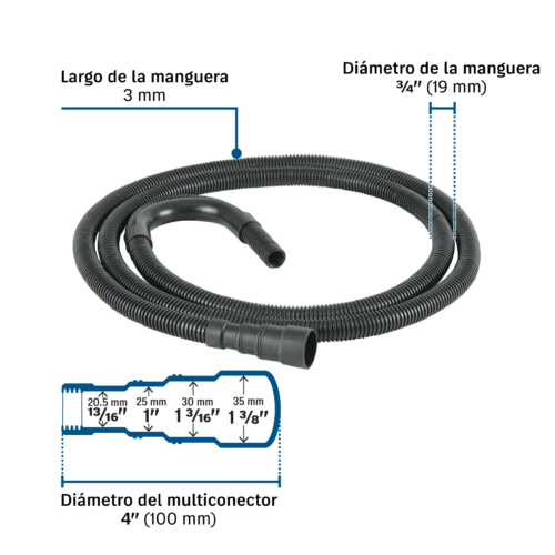 40980 - Manguera con multiconector, desagüe lavadora, 3 m, FOSET