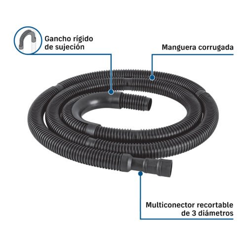 40982 - Manguera reforzada con multiconector, desagüe lavadora, 3 m