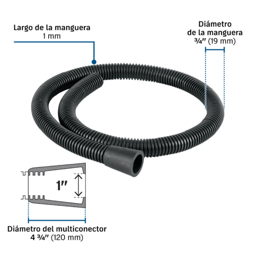 40983 - Manguera de desagüe o llenado lavadora, 1 m, FOSET