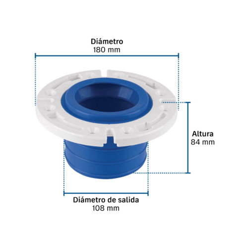 43670 - Brida con cuello flexible para WC, tubería de 4', FOSET