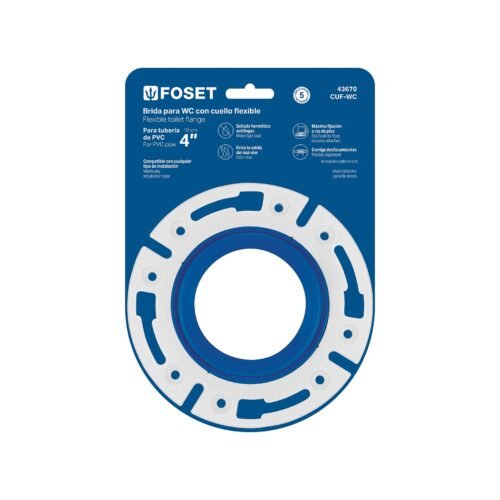 43670 - Brida con cuello flexible para WC, tubería de 4', FOSET