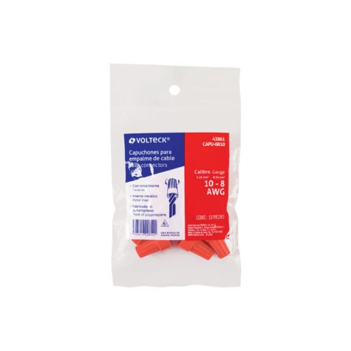 43861 - Bolsa con 10 capuchones p/cable calibre 10 a 8 AWG, VOLTECK