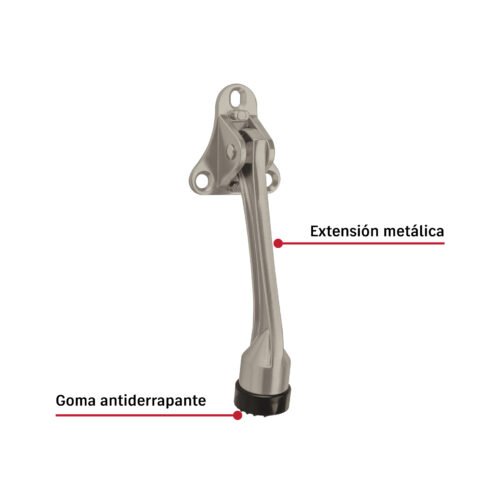 43867 - Fijapuerta metálico, acabado níquel satín, HERMEX