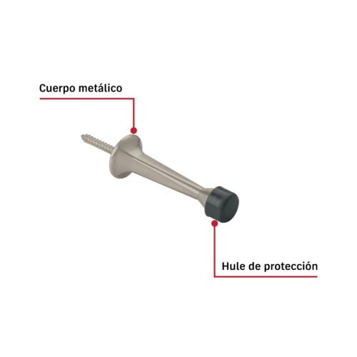 43868 - Tope recto para puerta, acabado níquel satín, HERMEX