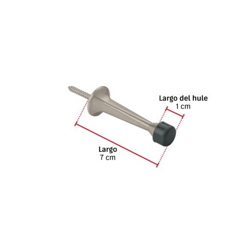 43868 - Tope recto para puerta, acabado níquel satín, HERMEX