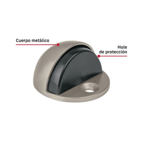 43869 - Tope tipo media luna para puerta, níquel satín, HERMEX