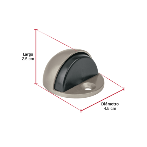 43869 - Tope tipo media luna para puerta, níquel satín, HERMEX