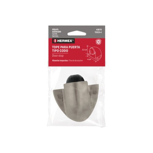 43879 - Tope tipo codo para puerta, níquel satín, HERMEX