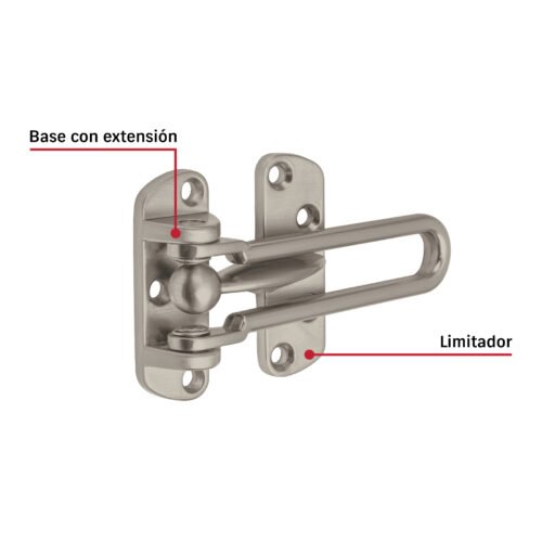 43881 - Pasador abatible para puerta, acabado níquel satín, HERMEX