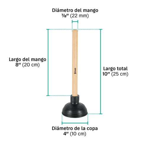 56037 - Bomba destapacaños para lavabo, 10 cm,KLINTEK