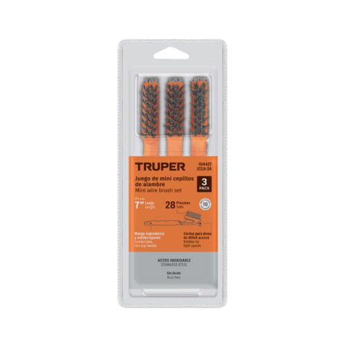 104427 - Juego de 3 minicepillos, 28 pinceles acero inoxidable,TRUPER