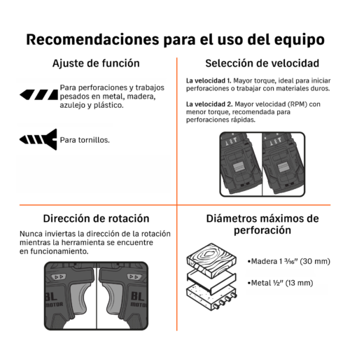 104512 - Taladro/destornillador 1/2', 20V, 70Nm, 1 batería 2Ah