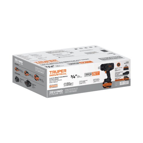 104516 - Llave de impacto 3/4' 20V 1300Nm, 2 baterías 6Ah, INDUSTRIAL