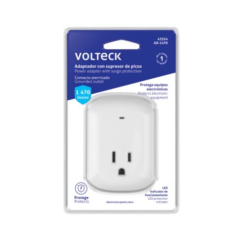 43554 - Adaptador con supresor de picos 1470 Joules, VOLTECK