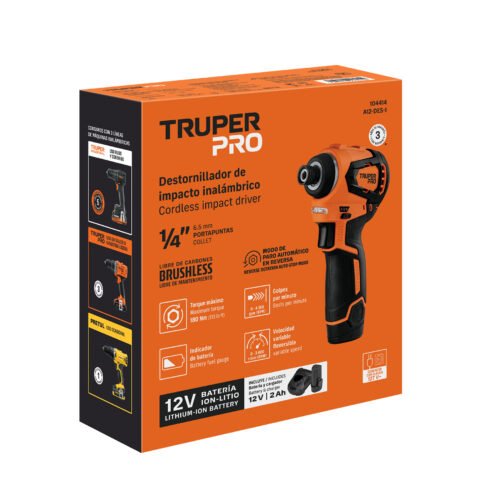 104414 - Destornillador de impacto 1/4', 12 V brushless, TRUPER PRO