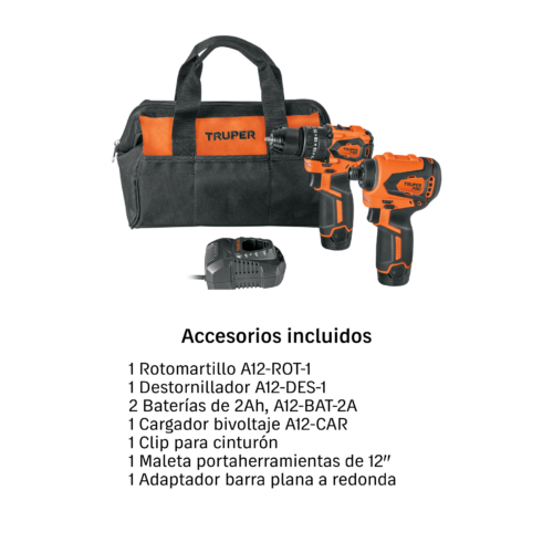 104456 - Combo rotomartillo/dest + dest/impacto, 12V TRUPER PRO