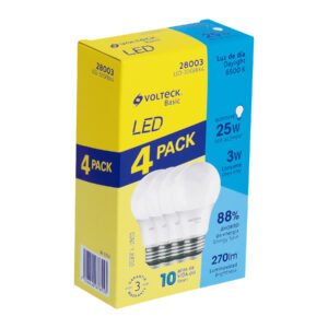 28003 - Pack 4 focos LED 3W (25W) G45, 6500K fría, 270 lm, BASIC