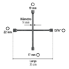 29882 - Llave de cruz 14', bocas 17, 19, 22 mm y 13/16', PRETUL