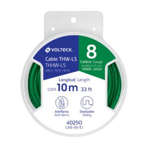 40250 - Carrete con 10 m de cable THHW-LS 8 AWG verde, VOLTECK