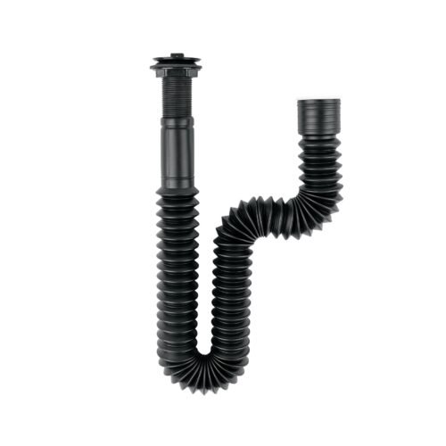 43133 - Céspol flexible de PP con contra, negro, para lavabo, FOSET