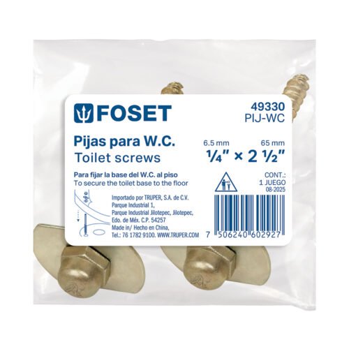 43152 - Bolsa con 2 pijas y taquetes 1/4'x65mm para WC a piso, FOSET