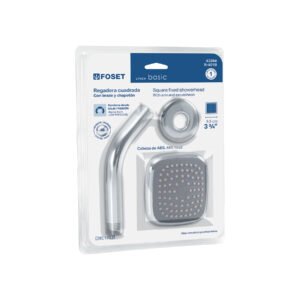 43264 - Regadera cuadrada 3-3/4' brazo y chapetón, blíster, BASIC