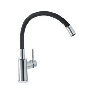 43418 - Monomando para fregadero cuello flexible negro, cromo, TUBIG