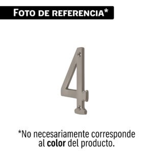 43475 - Número 4 de latón sólido 4', níquel satinado, HERMEX
