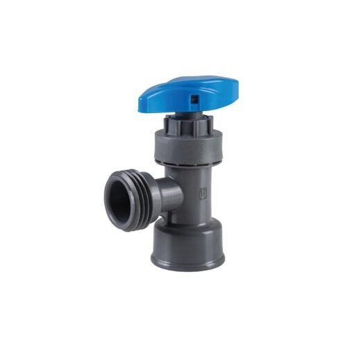 43523 - Llave angular plástica 1/2' multivuelta, maneral azul, BASIC