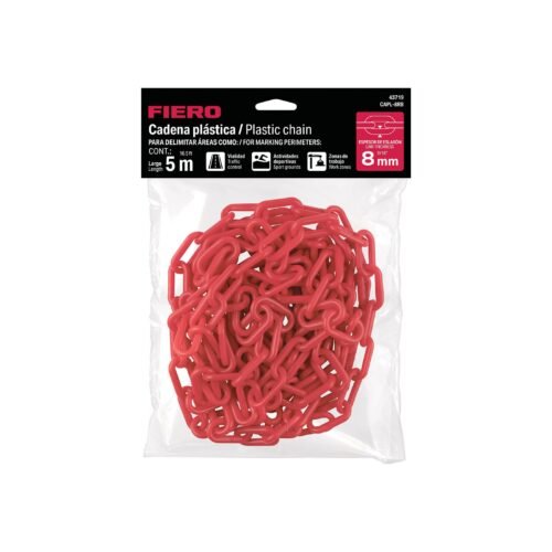 43719 - Bolsa con cadena plástica roja 8 mm x 5 m, FIERO