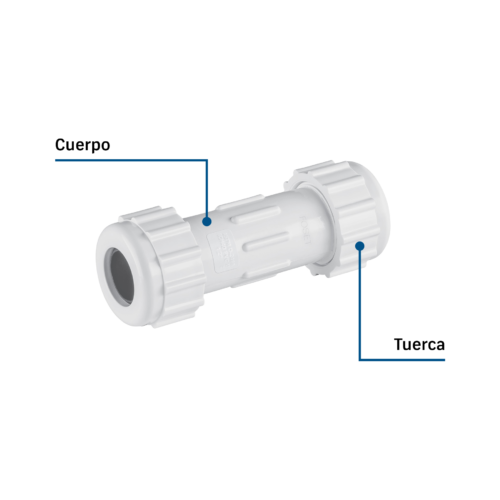 43840 - Cople de compresión PVC de 1/2', FOSET
