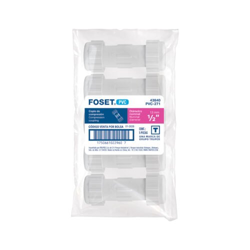 43840 - Cople de compresión PVC de 1/2', FOSET