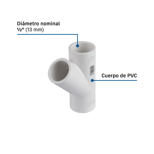 43843 - Yee sencilla de PVC 1/2', FOSET