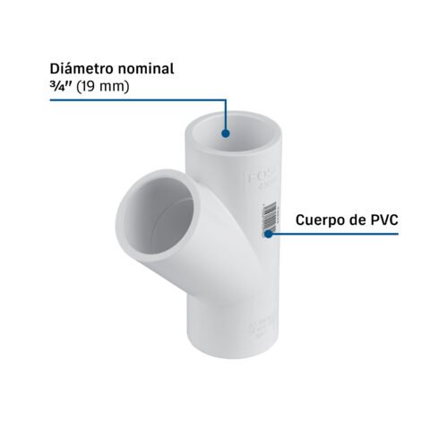 43844 - Yee sencilla de PVC 3/4', FOSET