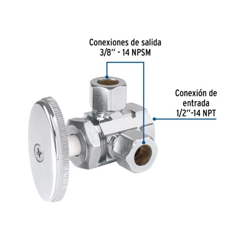 43897 - Llave ang. doble salida 3/8', multivuelta, barrilito, FOSET